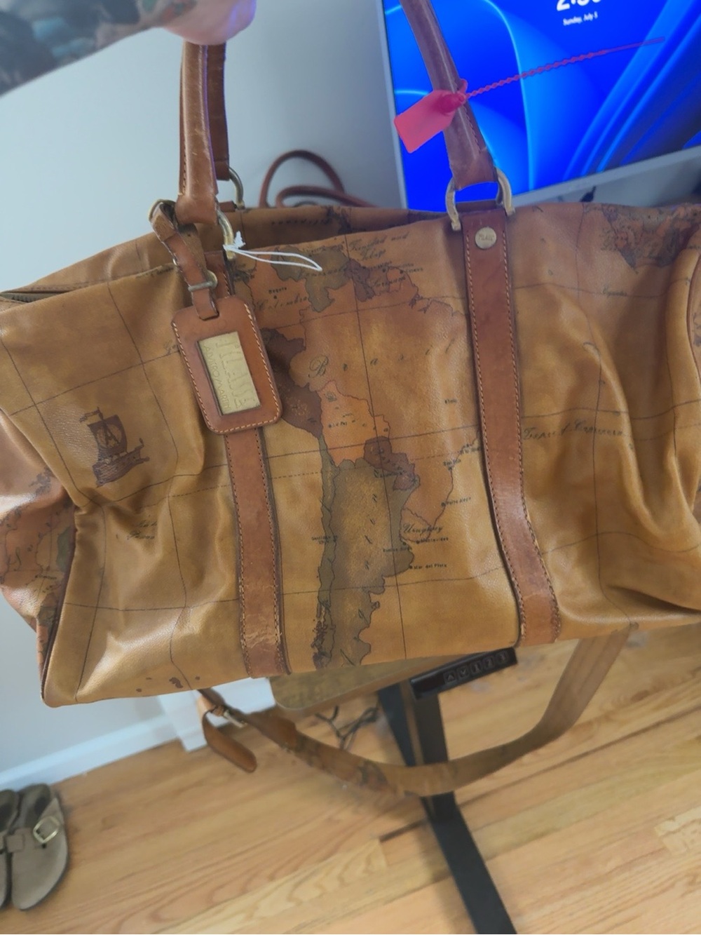 Rare Vintage Alviero Martini 1a Classe Geo Classic Large Weekender Travel Bag.